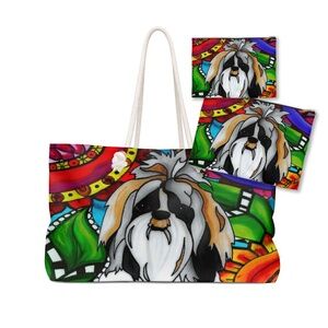 Weekender Tote Bag and 2 Zipper Pouches with Shih Tsu